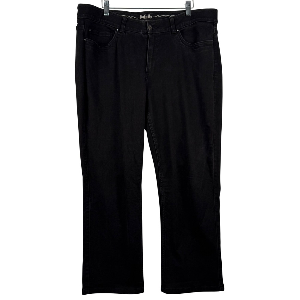 Rafaella Womens 16W‎ Straight Jeans Black Stretch Cropped Plus Size Casual 4712